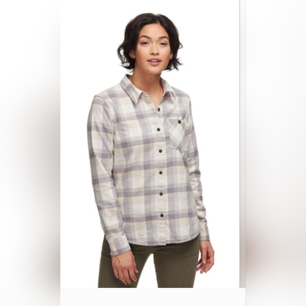 Patagonia Heywood Flannel Button Down Shirt - White, grey, with cream accent